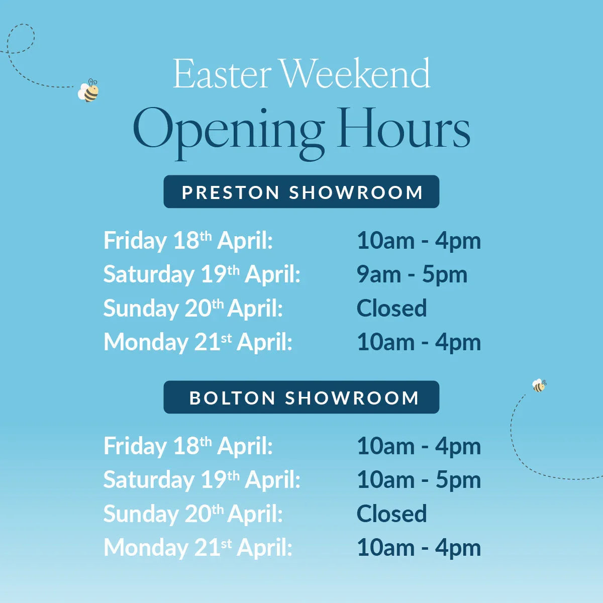Easter Weekend Opening Hours
