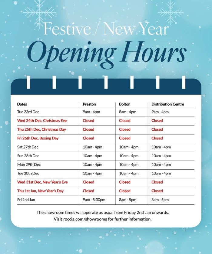 ROCCIA Festive Opening Hours