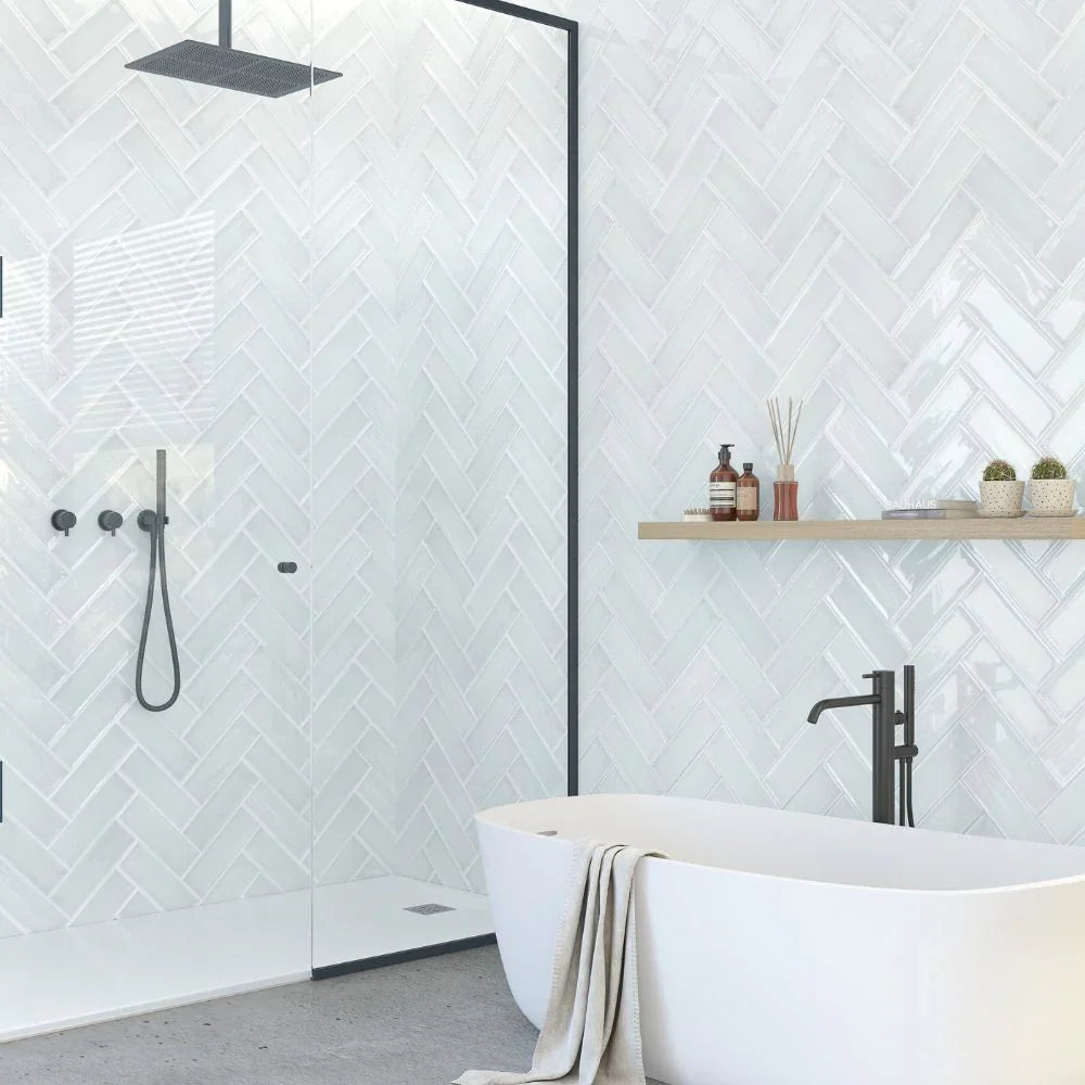 Flat White Subway Tile 10 x 30cm main image 1