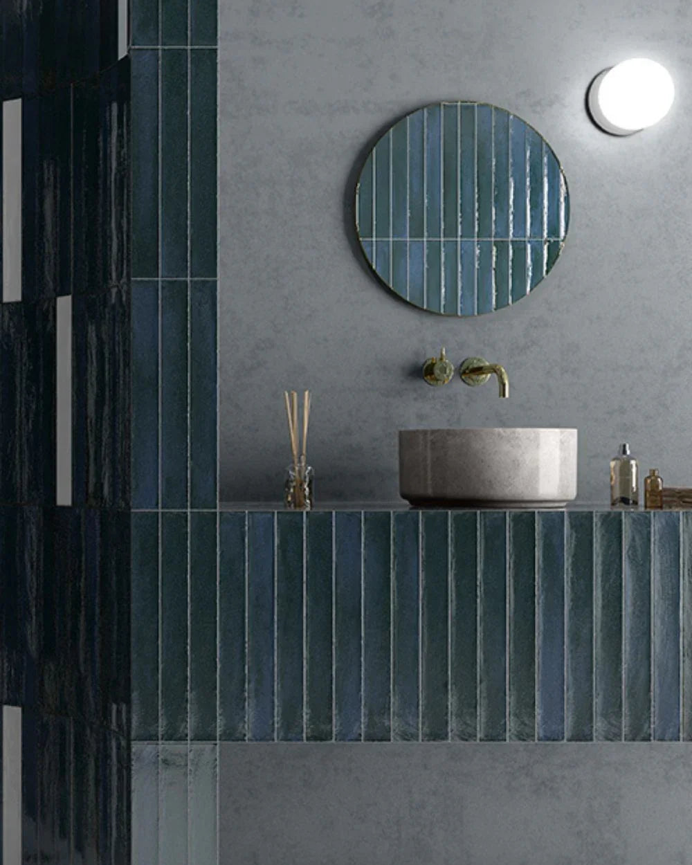 Bharumini Blue Wall Tile 5 x 40cm