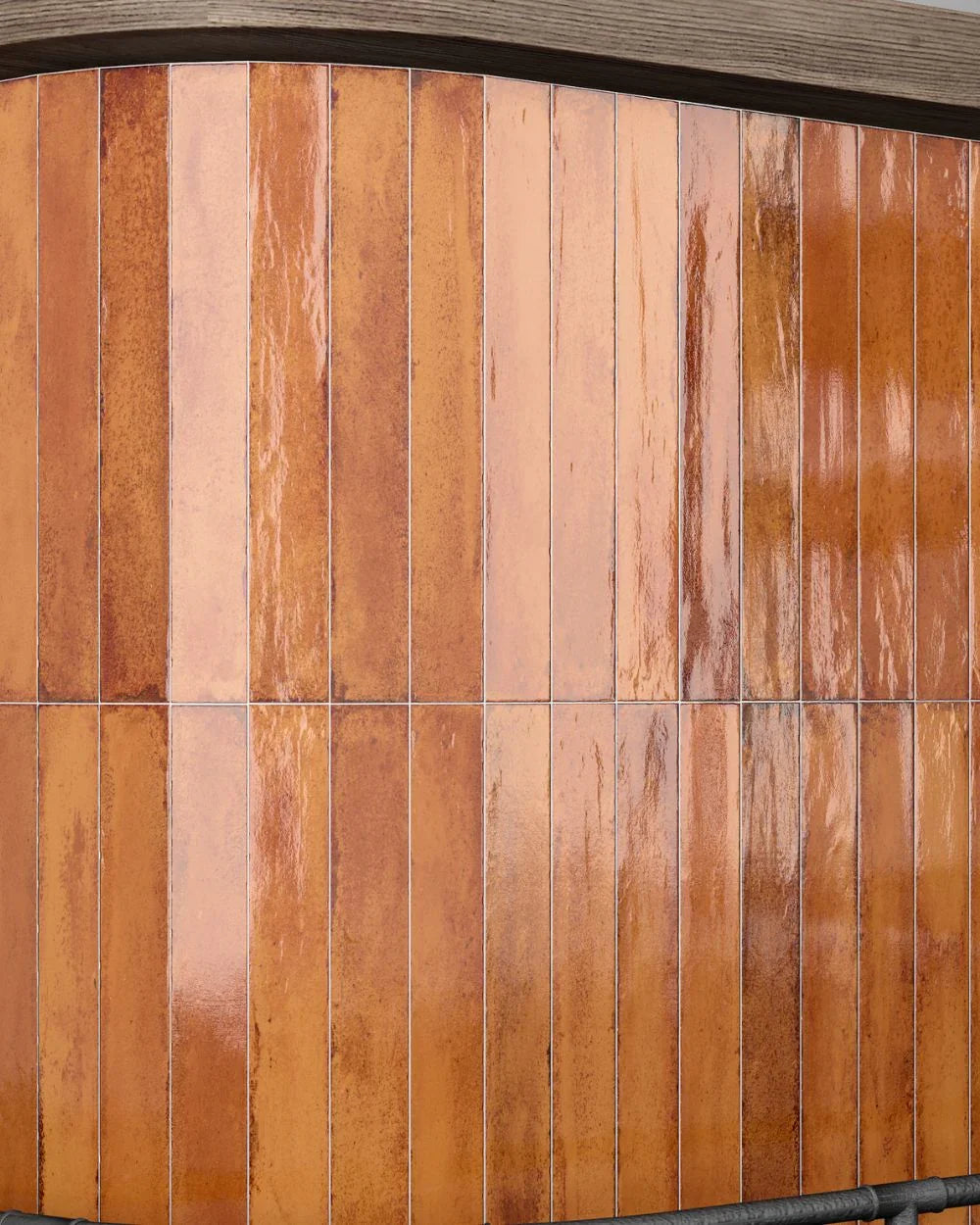 Bharumini Orange Wall Tile 5 x 40cm
