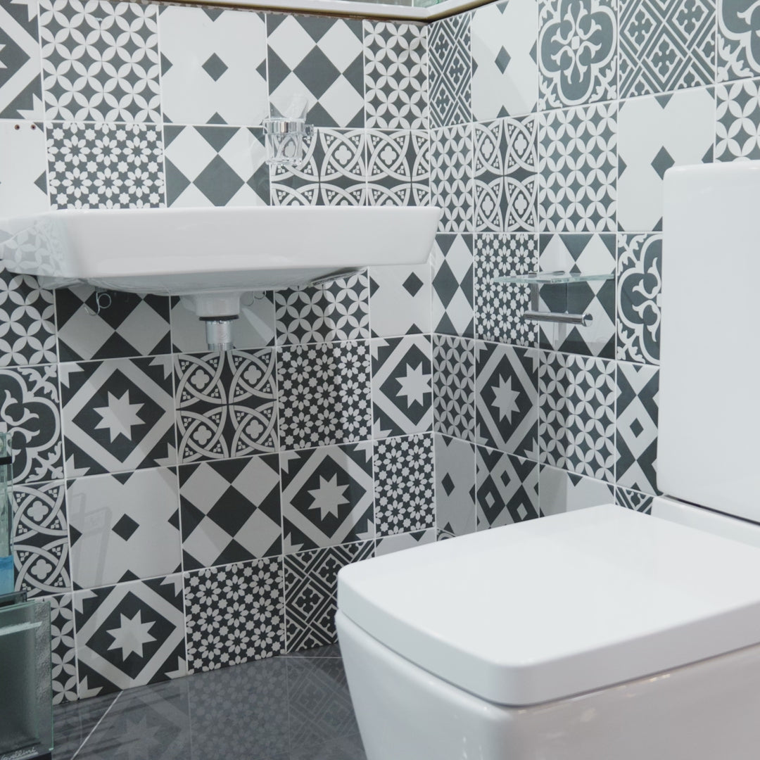 Load video: Neo Mix Art Porcelain Tile 20 x 20cm