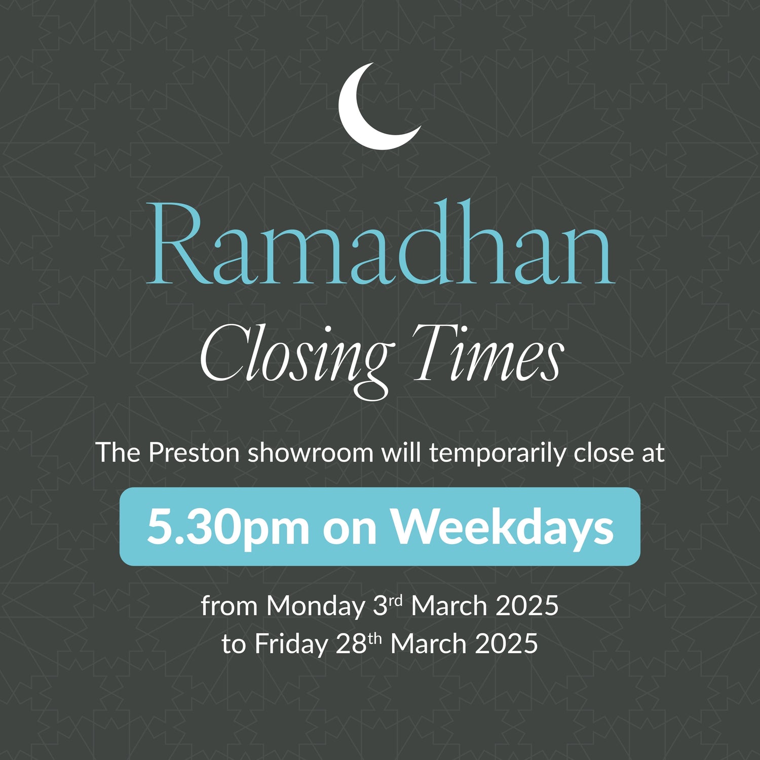 Ramadhan Closing Times
