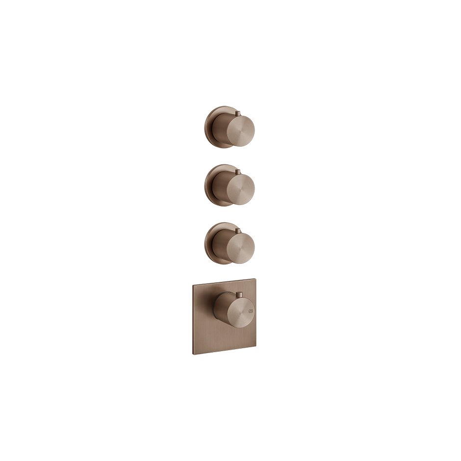 Gessi 3 Way Wall Mounted Thermostatic Shower Mixer Trim, Brushed Copper PVD