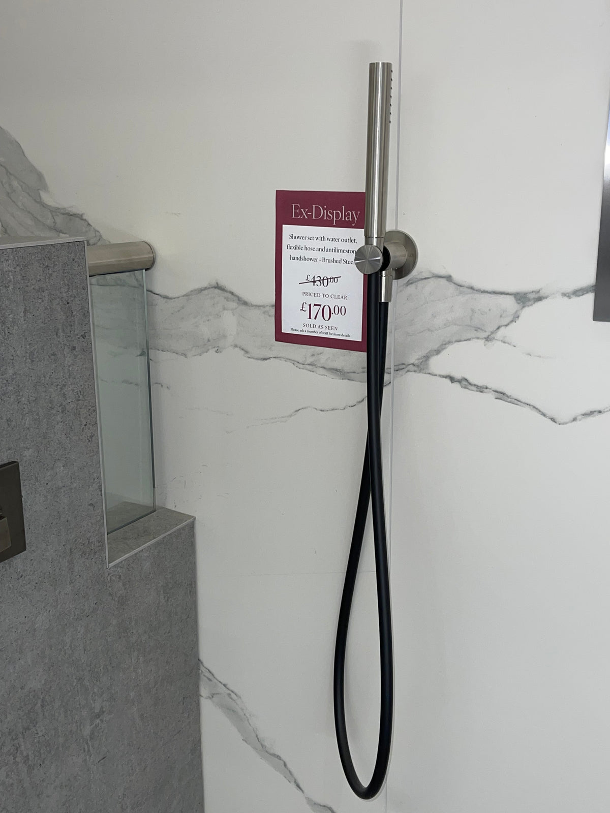 Gessi Hand Shower Set with Water Outlet and Hose, Brushed Steel