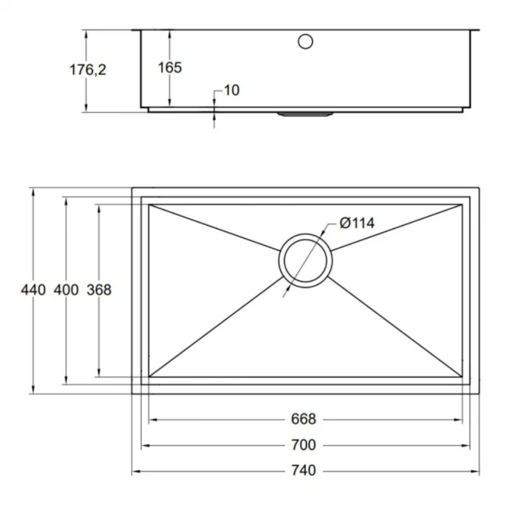 The 1810 Company Axixuno 700U 1.0 Bowl Undermount Kitchen Sink - Stainless Steel