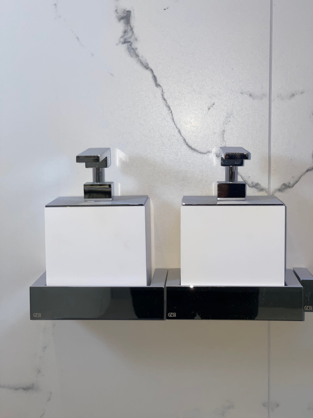 Gessi Wall Mounted Liquid Soap Dispenser, Chrome and White