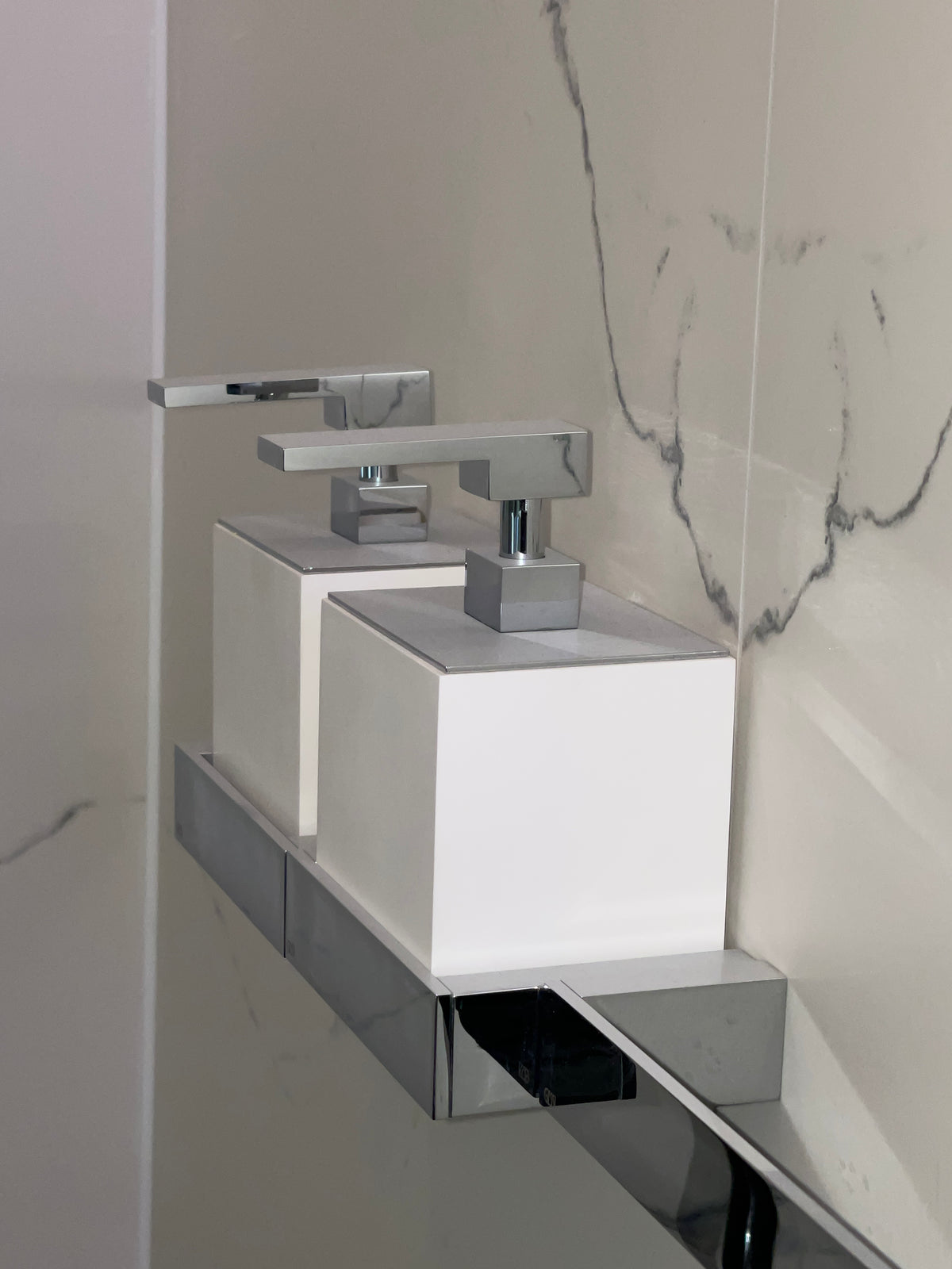 Gessi Wall Mounted Liquid Soap Dispenser, Chrome and White