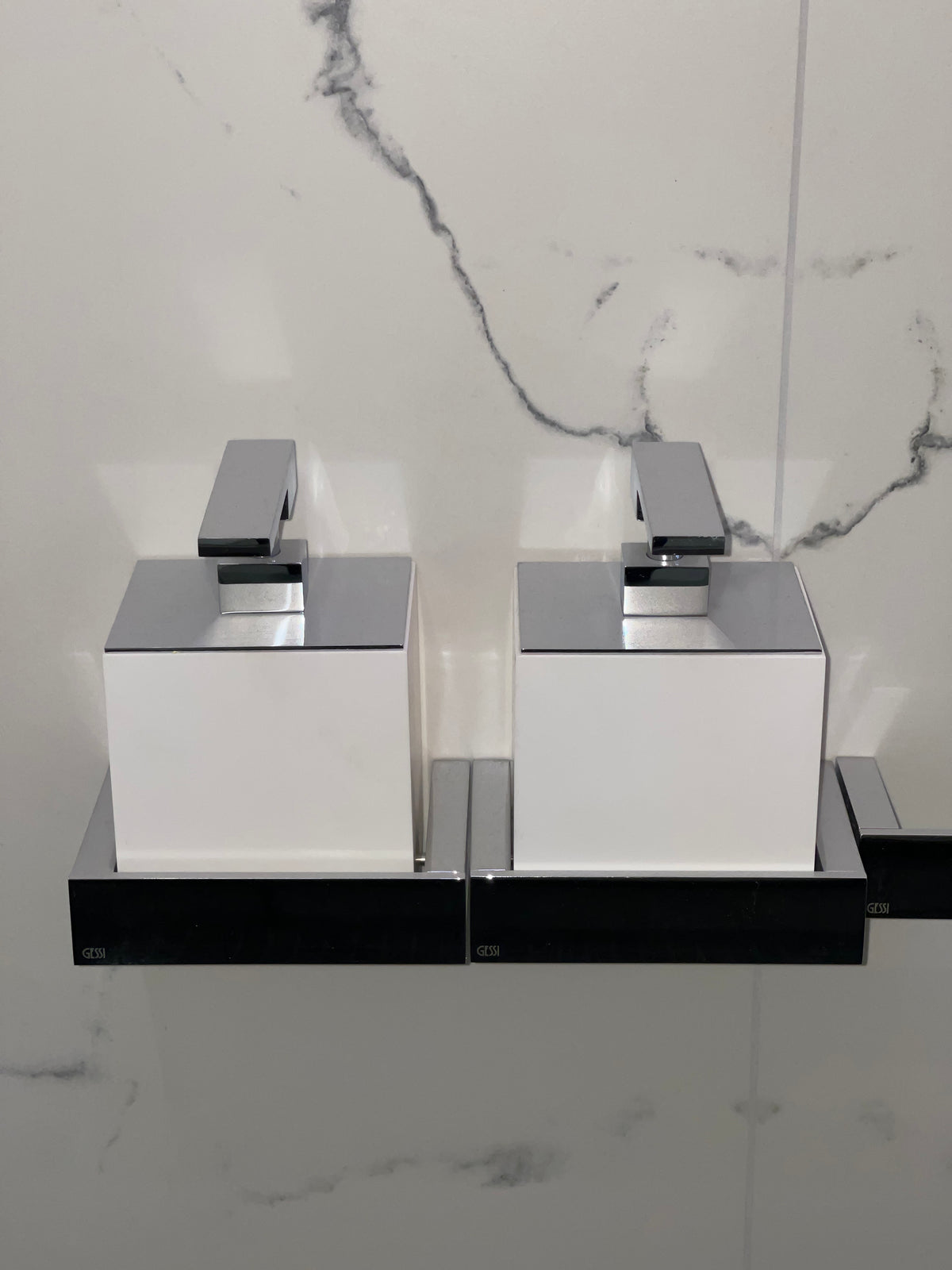 Gessi Wall Mounted Liquid Soap Dispenser, Chrome and White