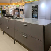 Modern kitchen with grey cabinets and countertop