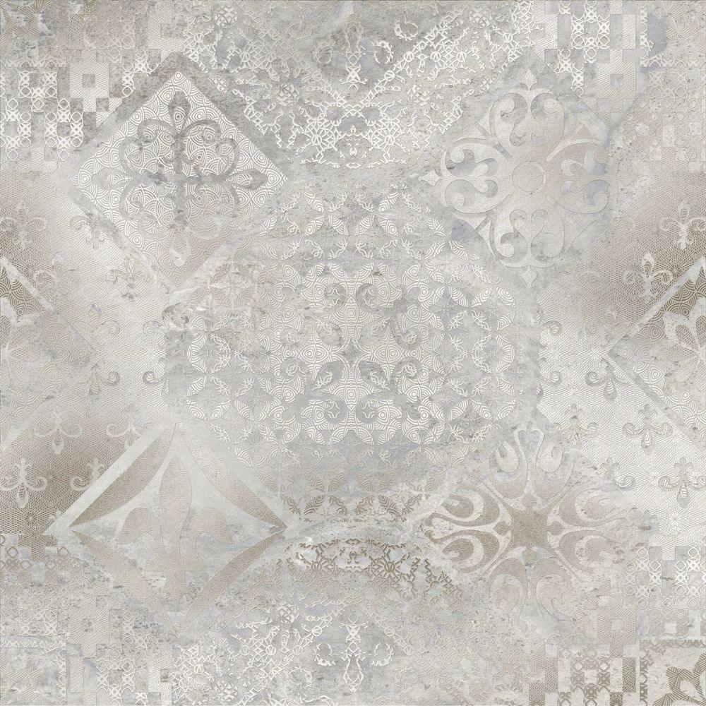 District Decor 60 x 60cm polished grey patterned tile swatch