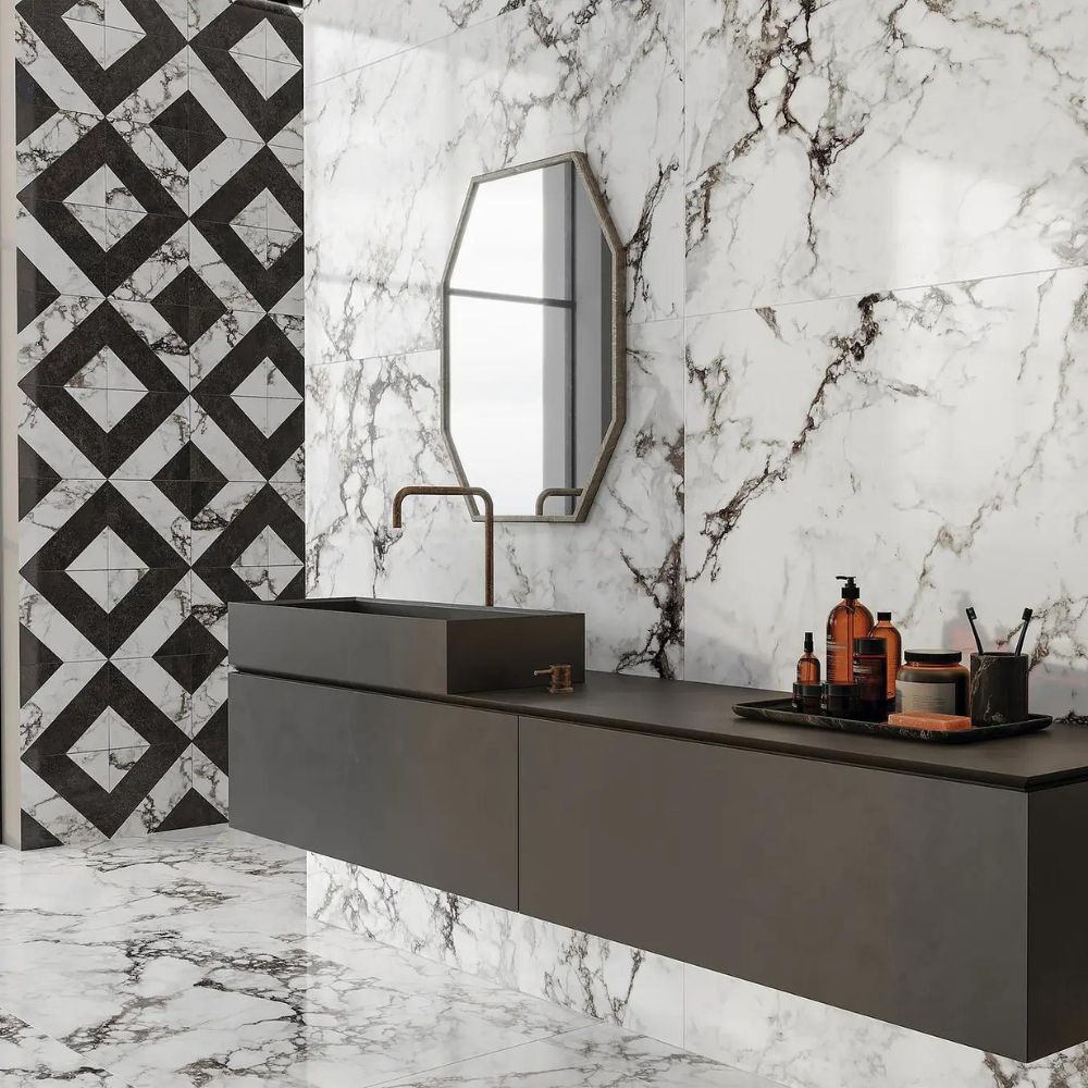 Le Macerie White 60 x 120cm Tile Bathroom Wall and Floor