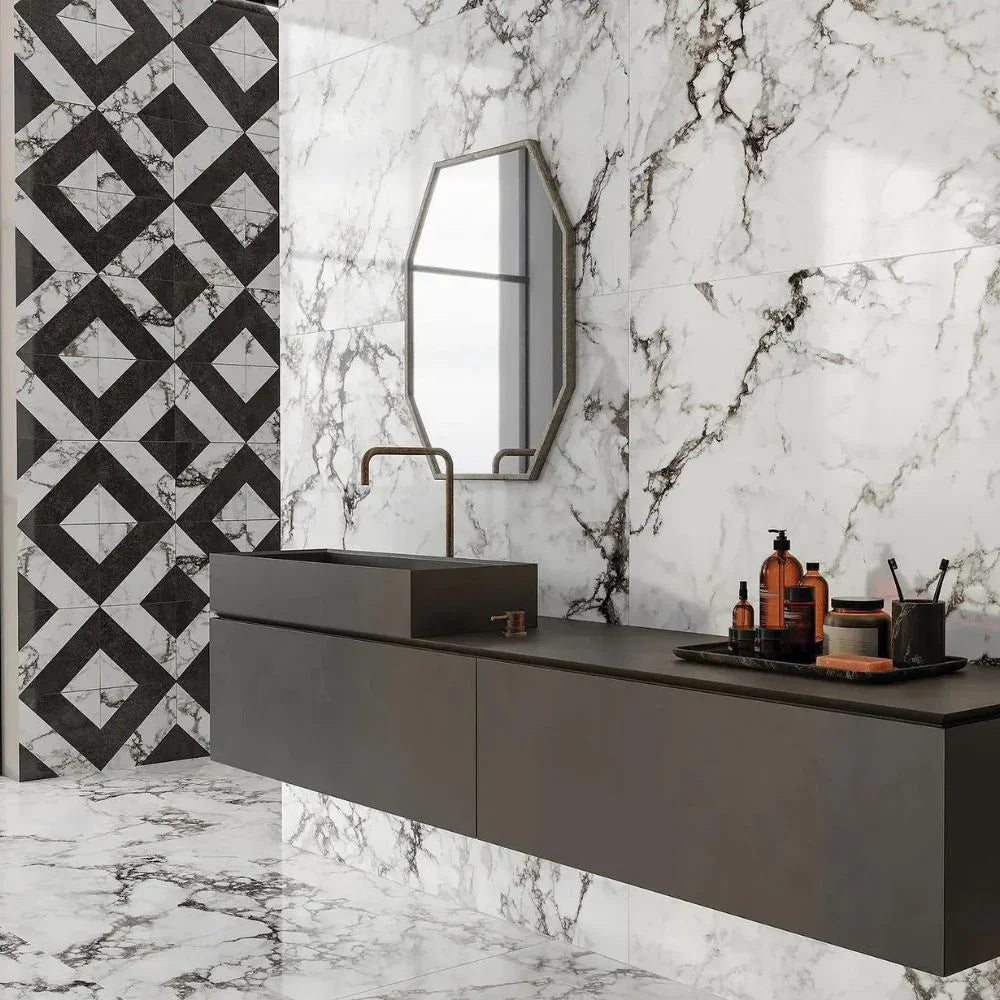 Le Macerie White 60 x 120cm Tile Bathroom Wall and Floor