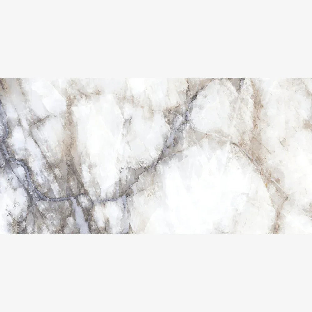 Luminous White Polished 60 x 120cm Tile Swatch Marble Onyx Effect
