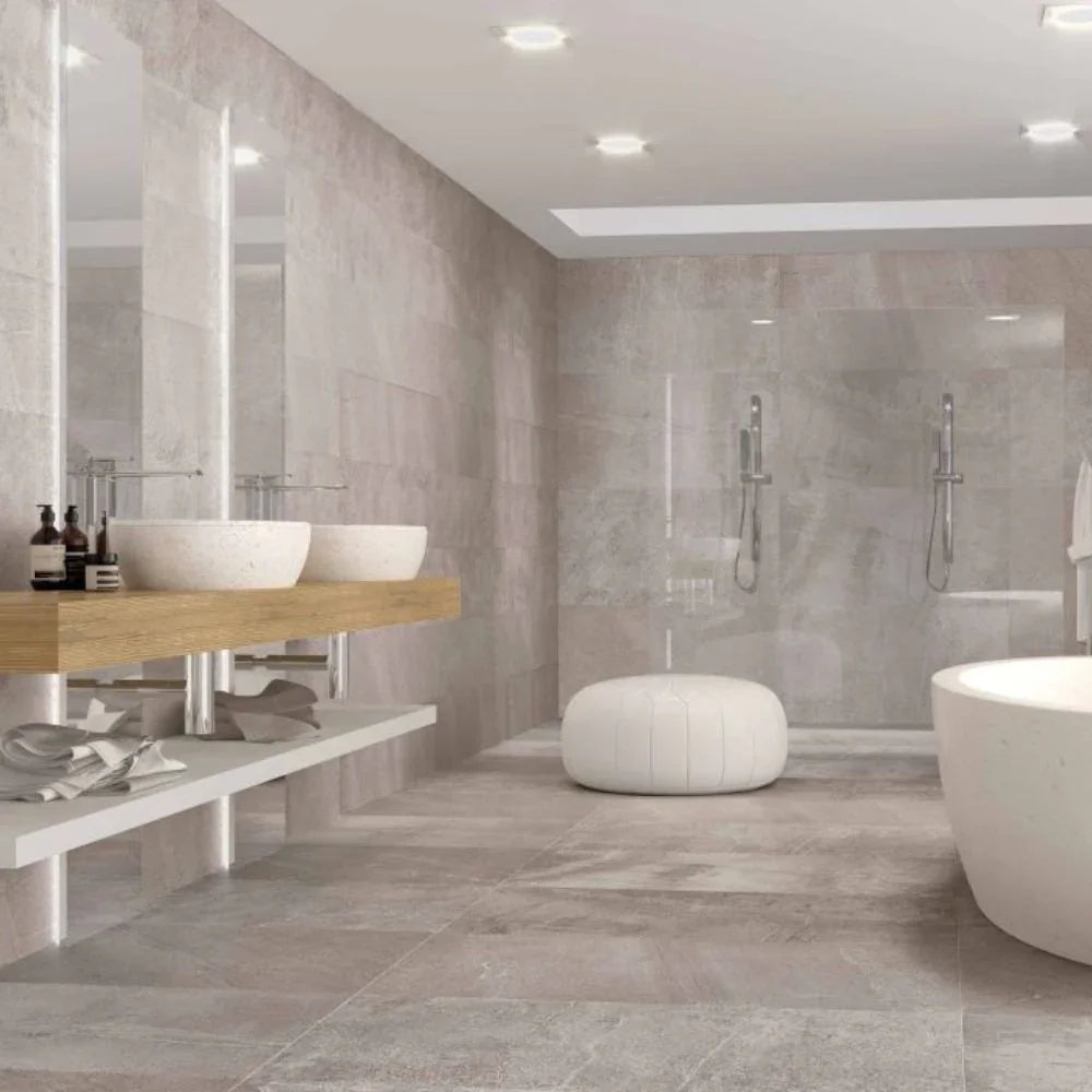 Ray Band Grey 30 x 60cm Tile Bathroom Floor and Wall