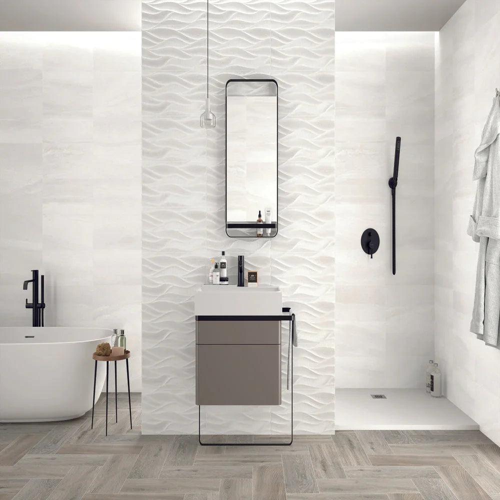 Walfield White Stone Wall Tile 25 x 50cm