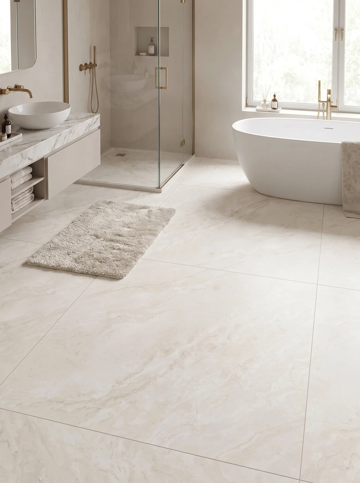 Traversso White Porcelain Tile 120 x 120cm