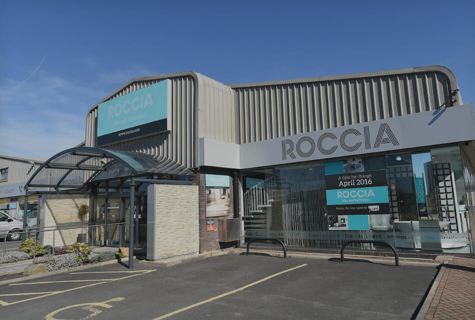 an external view of the roccia showroom building
