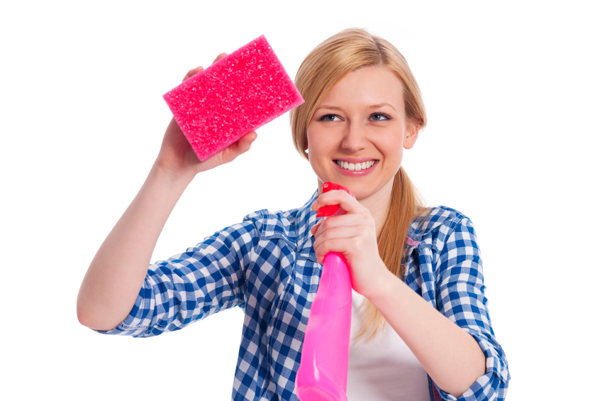 Woman cleaning with sponge iStock_000023953941_Small