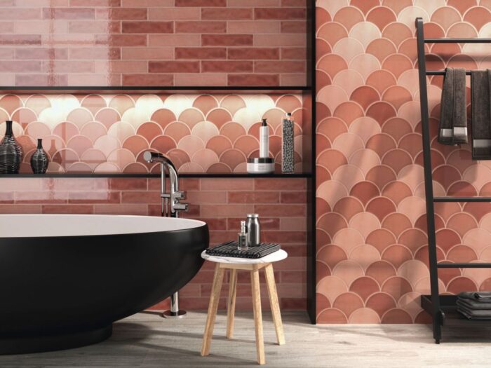 coral themed bathroom tiles