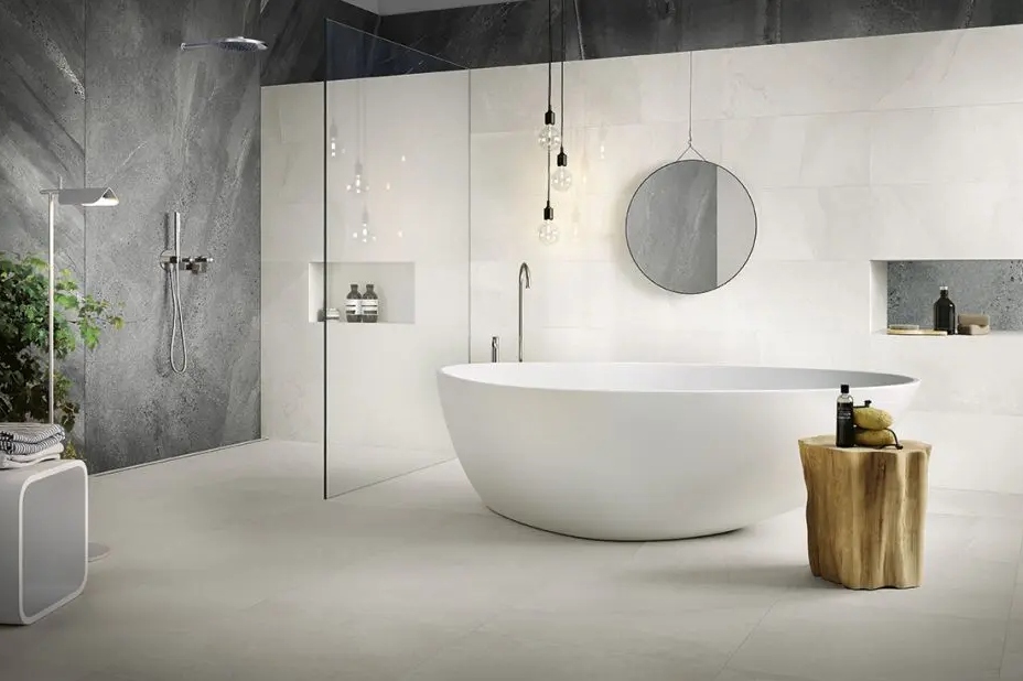 Beautiful white clean modern bathroom