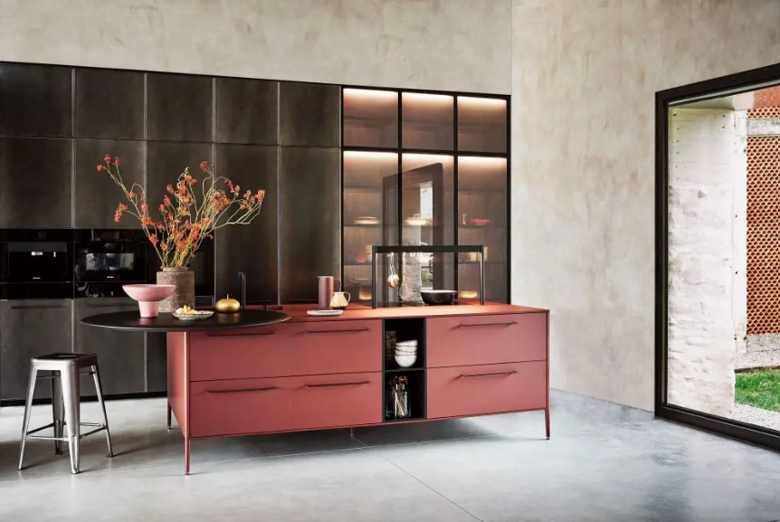 Cesar UNIT kitchen with bold pink island