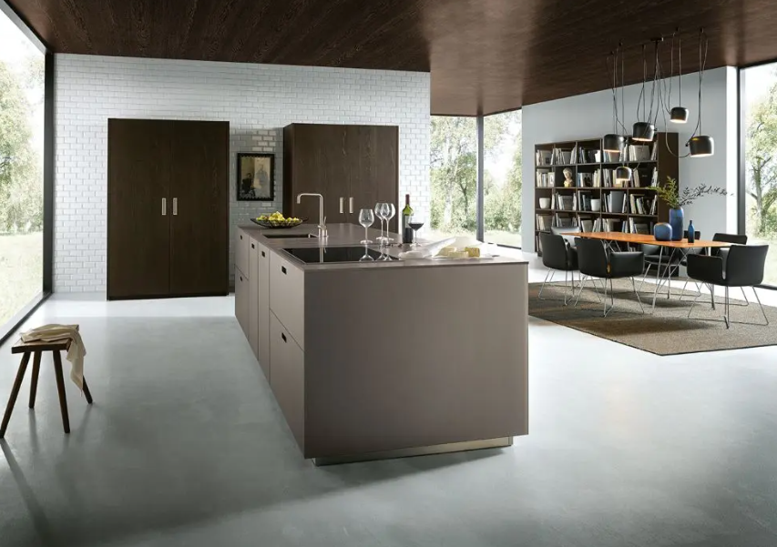 Matte brown kitchen design