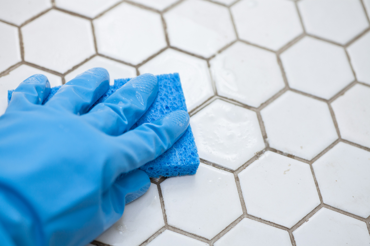 Cleaning tiles with soap and water