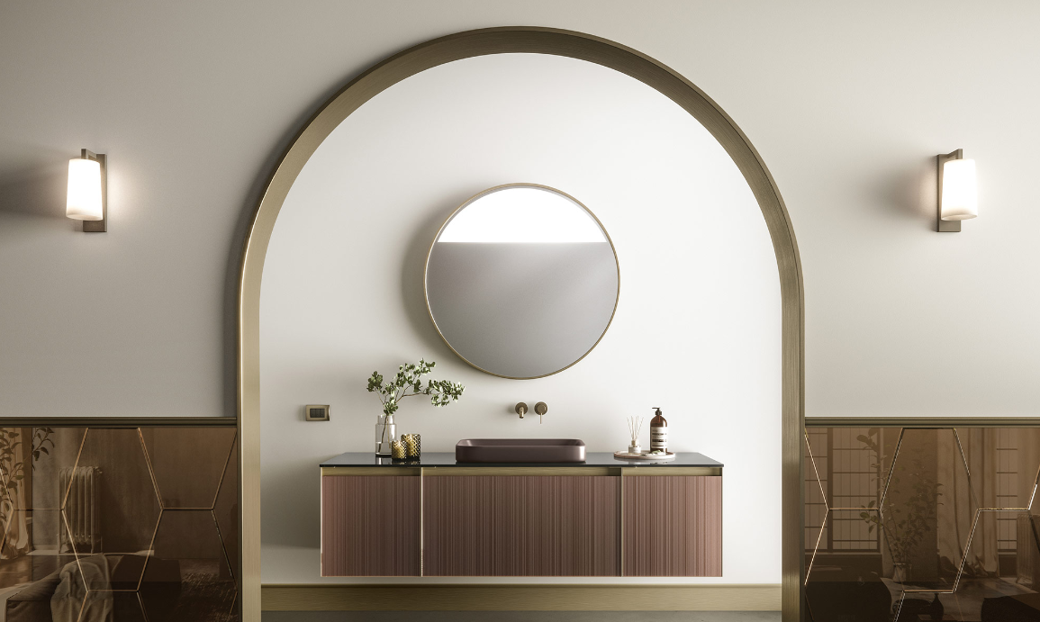 Artelinea basin and mirror under an arch